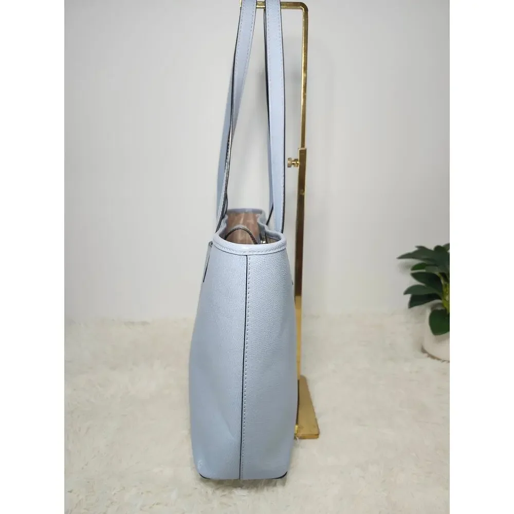 Michael Kors Light Blue Leather Tote with Gold Plaque - Picture 7 of 15